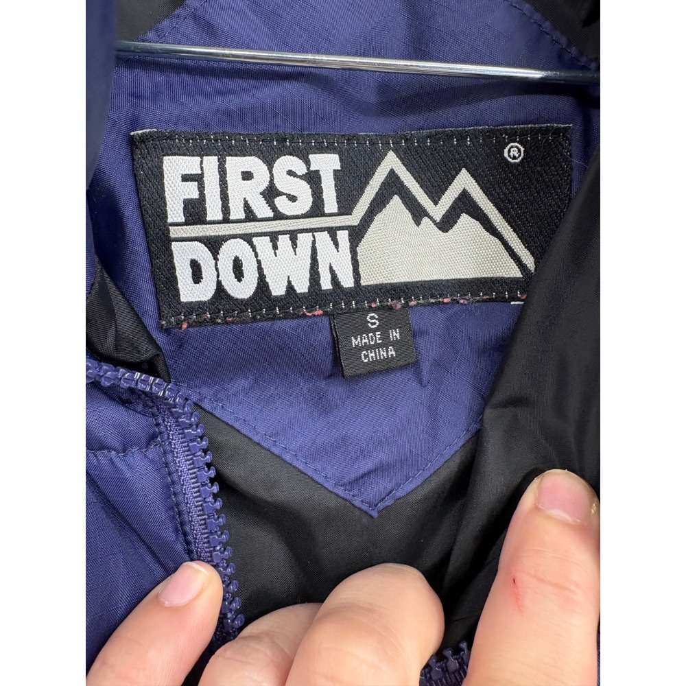 Sz S FIRST DOWN Puffer Coat Jacket Men Duck Feather REVERSIBLE NAVY BLUE/BLACK - Picture 4 of 8